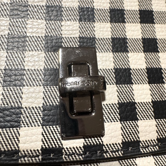 Henri Bendel Crossbody Wallet on a String Clutch Gingham Pebble Leather Rare - Picture 9 of 14